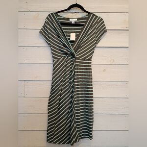 Motherhood Grey And Teal Striped Midi Dress